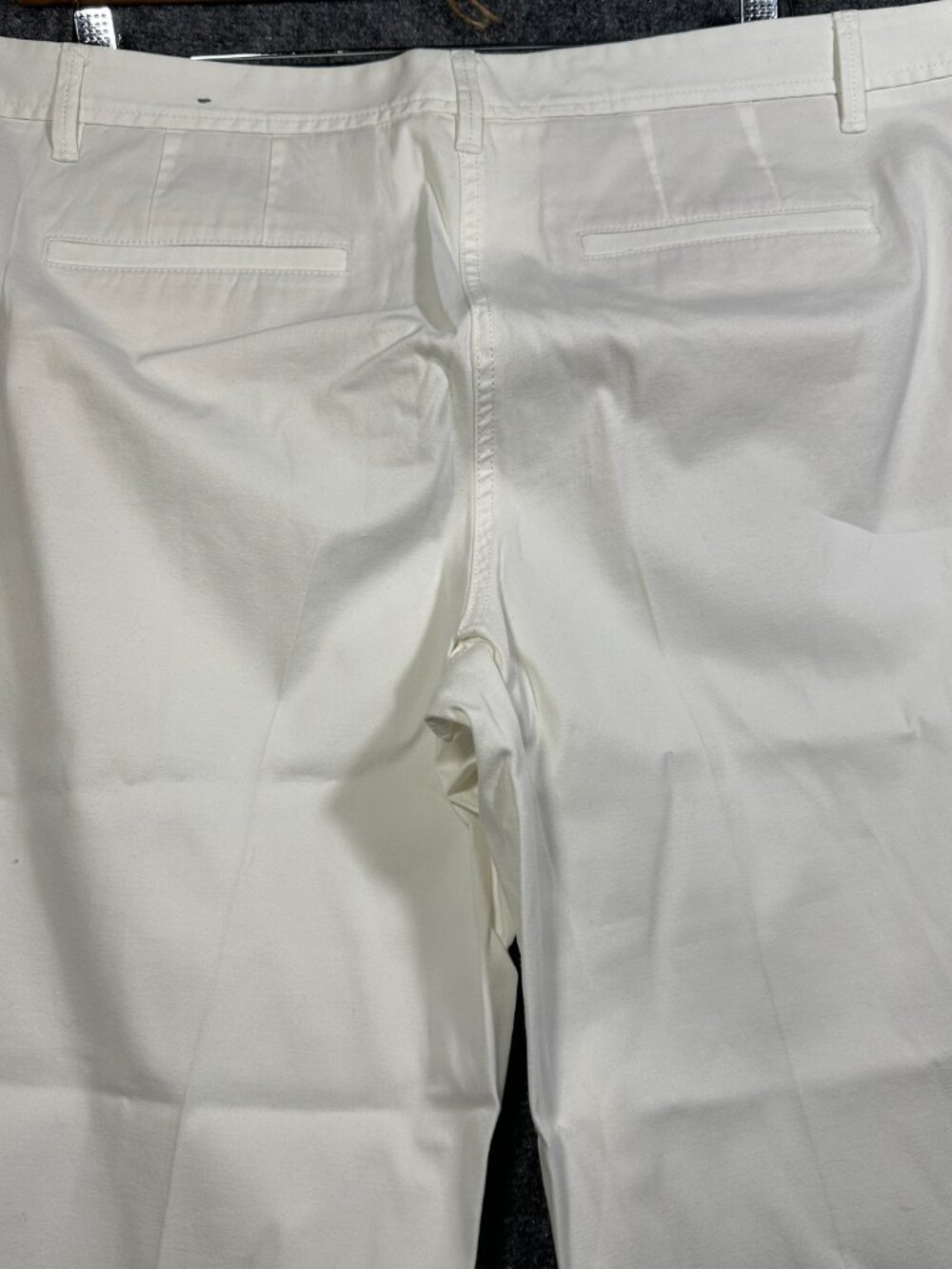 Talbots Pants Womens 14 Relaxed Chino Crop White Cotton Stretch Side Stripe Zip - Picture 9 of 9